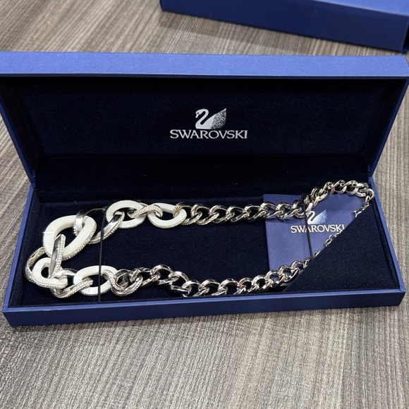 Swarovski | Jewelry | Swarovski Silver And Cream Chain Necklace | Poshmark